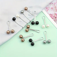 12pcs Faux Pearls Beads U - Shaped Safety Pin Set Headscarf Shawl Hijab Clips Set Simple Style - fusionstore.ae