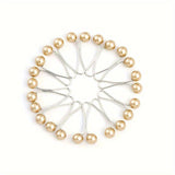 12pcs Faux Pearls Beads U - Shaped Safety Pin Set Headscarf Shawl Hijab Clips Set Simple Style - fusionstore.ae